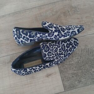Stella McCartney cloth flats loafers in navy and beige. Size 36.5